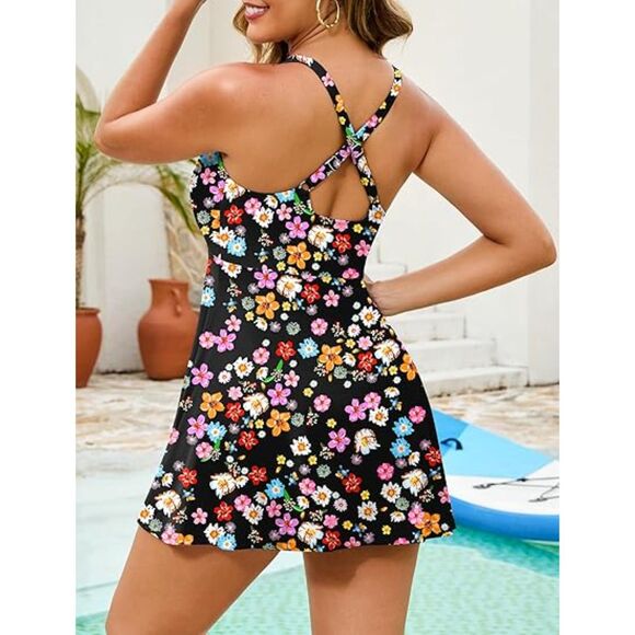 Source Unknown Other - One Piece Swimsuit Women Tummy Control Conservative Swimsuits Floral 1 Piece L